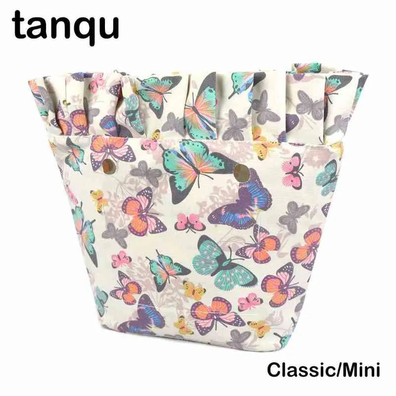 Shopping Bags Tanqu New Classic Mini Colorful Zip Up Frill Pleat Ruffle Inner Lining Insert for Big Obag Canvas Pocket o Bag 220307