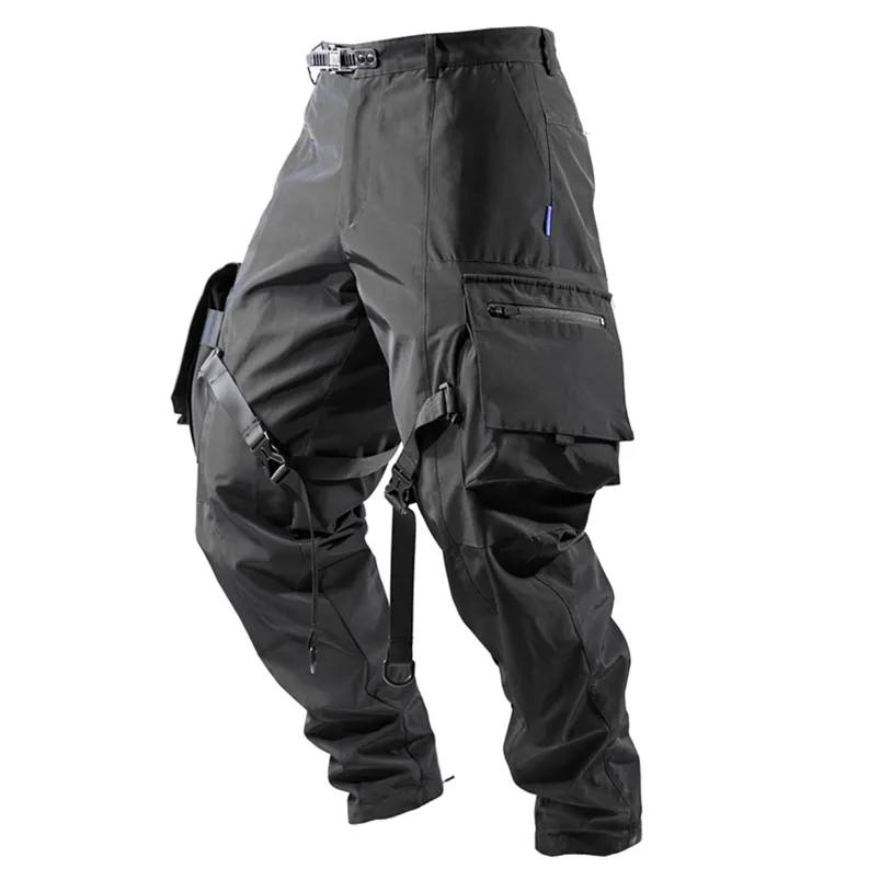 Reindee Luze Steven Cargo spodnie z paskami Duże kieszenie wodoodporne Techwear Outdoor Techwear Darkwear Ninjawear 210715