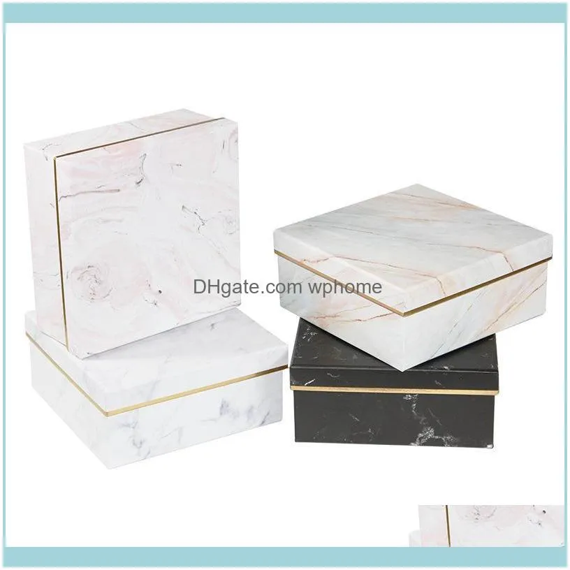 Gift Wrap 3Pcs Marble Box Square Round Birthday Jewelry Underwear Storage Wedding Party Product Packaging1