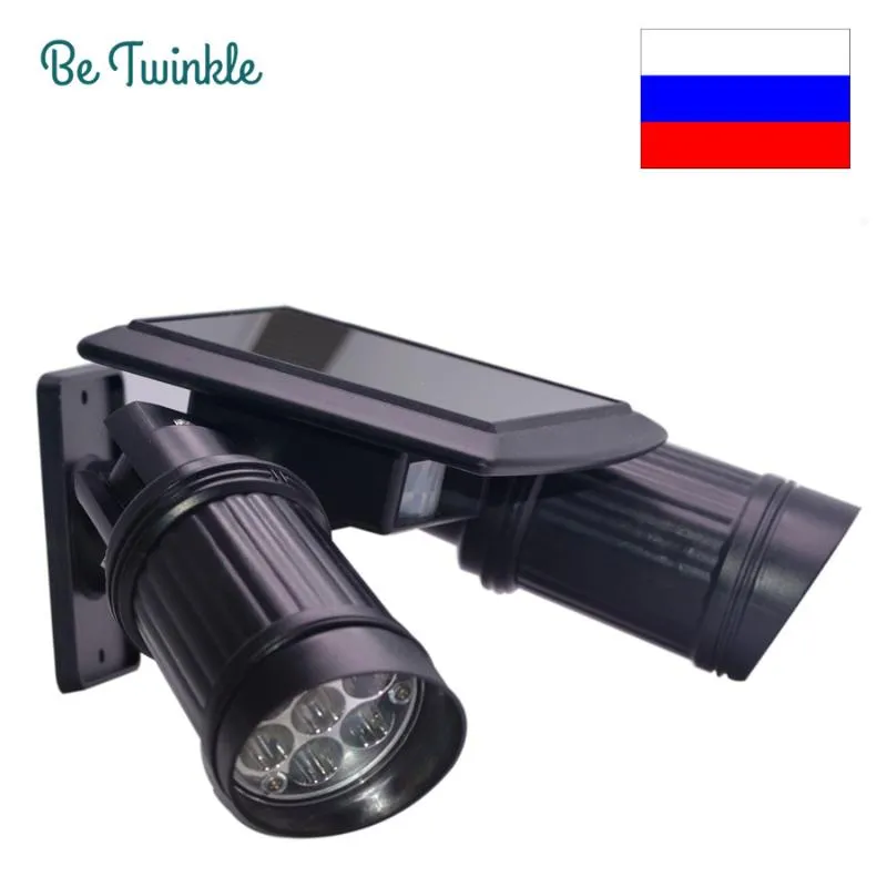 Lâmpadas de parede ao ar livre Luz de jardim solar 14 LED Spotlights PIR Motion Sensor luzes para iluminação 180 graus de ajuste