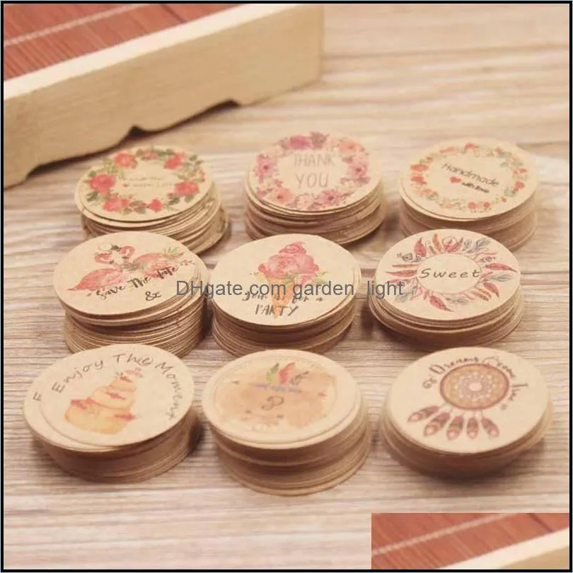 Gift Event Festive Party Supplies Home & Gardengift Wrap Sktn 100Pcs Kraft Paper Hand Made Tag With Love For Diy Box Candy Cupcake Thank You