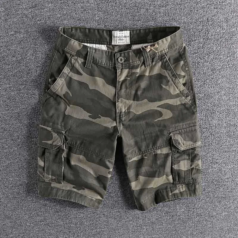 Camouflage Tooling Shorts Heren Losse Amerikaanse Casual Wear Summer Trend Sportbroek Pure Katoen Hoge Qualit 0228 210714