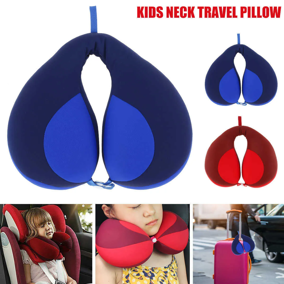 U-vormige kussens Kids Neck Travel Pillow 360 Hoofd neksteun Forecfortable Slaap op auto verstelbare Snap gesp Slaap gezond