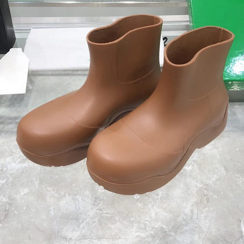 Four seasons Fashion puddle 5.5cm waterproof platform Rubber rain boots female designer short light casual shoes candy color Rainboots loafers