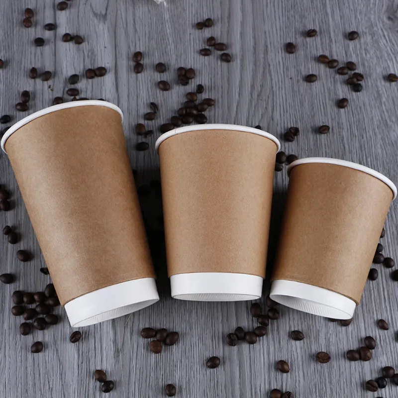 Disposable Takeaway Pakking Papier Cups Dubbel Deck Warmte Isolatie Melk Thee Koffie Kraft Papers Opening Ceremony Cup 0 39By L1