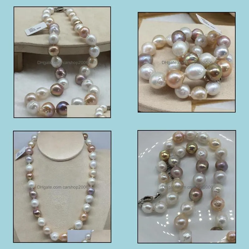 9-11mm South Sea Natural Mixed Colors Pearl Necklace 18inch 925 Silver Clasp Women`s Gift Jewelry