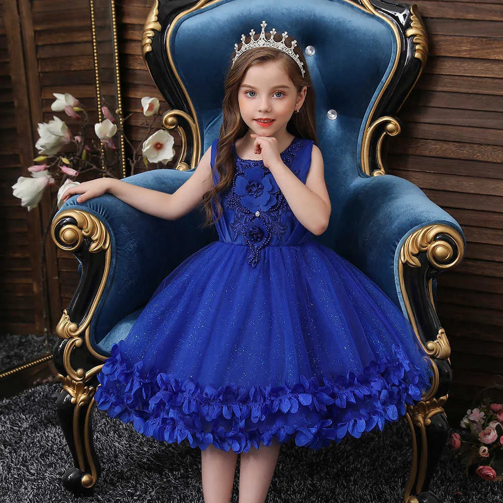 Robe Princesse Enfant 2 10 Ans Fleur Enfant Maille Jupe Pompeuse