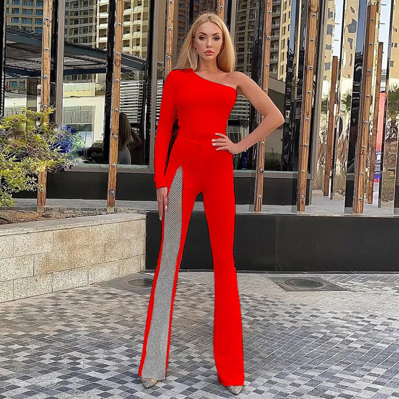 Red store bandage jumpsuit