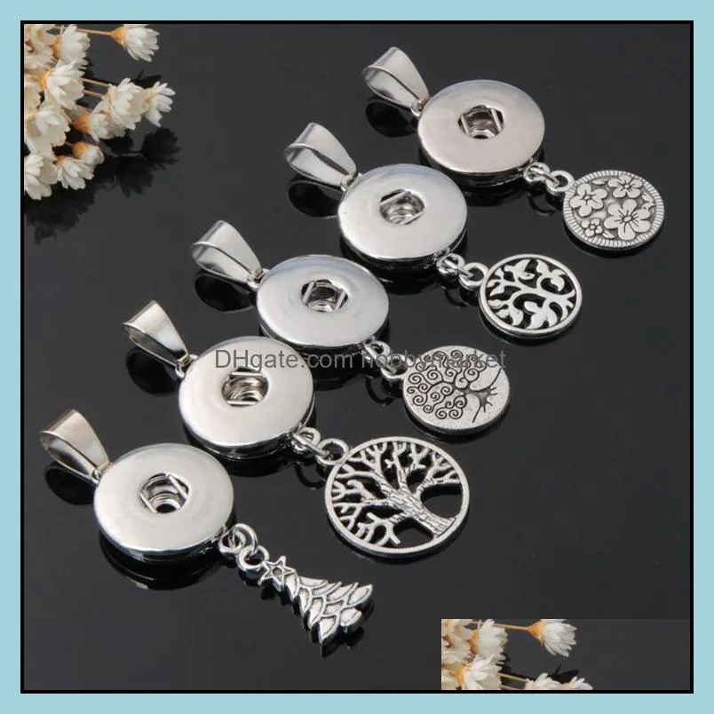 NOOSA chunk Snaps Button pendant 50pcs/lot Mix styles Metal 18mm interchangeable Button Charm Fit necklace Fashion DIY Jewelry