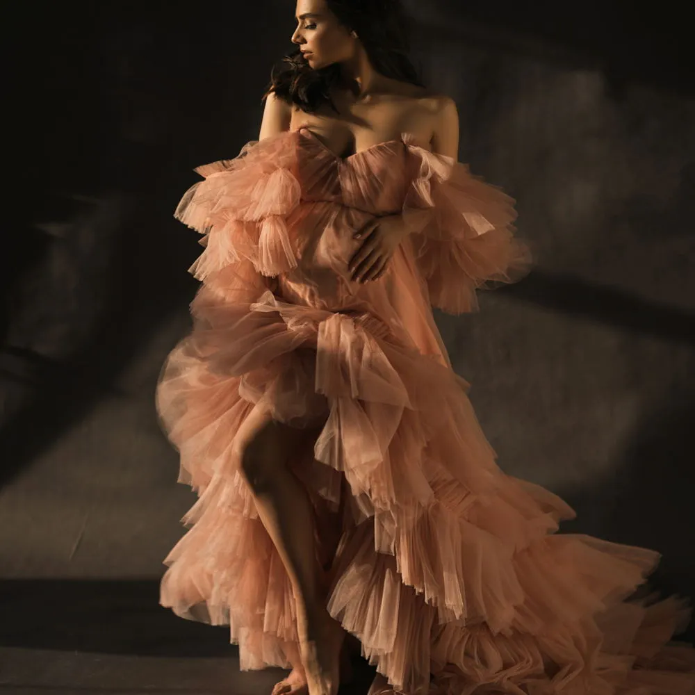 Vestidos De Noche Naranjas, Vestido De Maternidad De Encaje Con