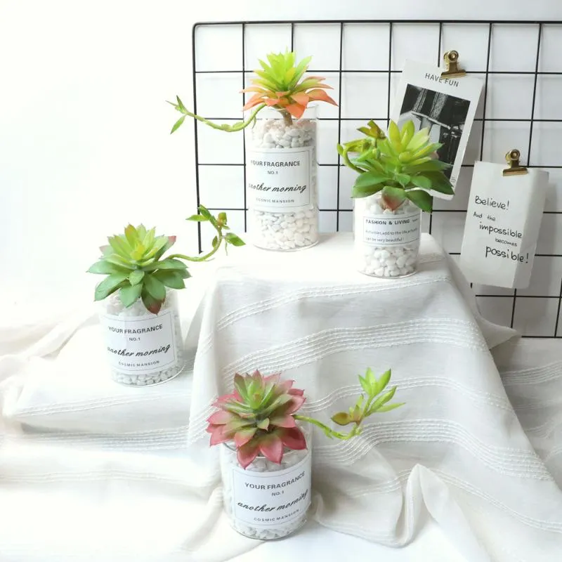 Decoratieve bloemen kransen succulents kunstmatige lotus stijl vaas groene planten thuis tuin slaapkamer party bureau kamer mini bonsai deco