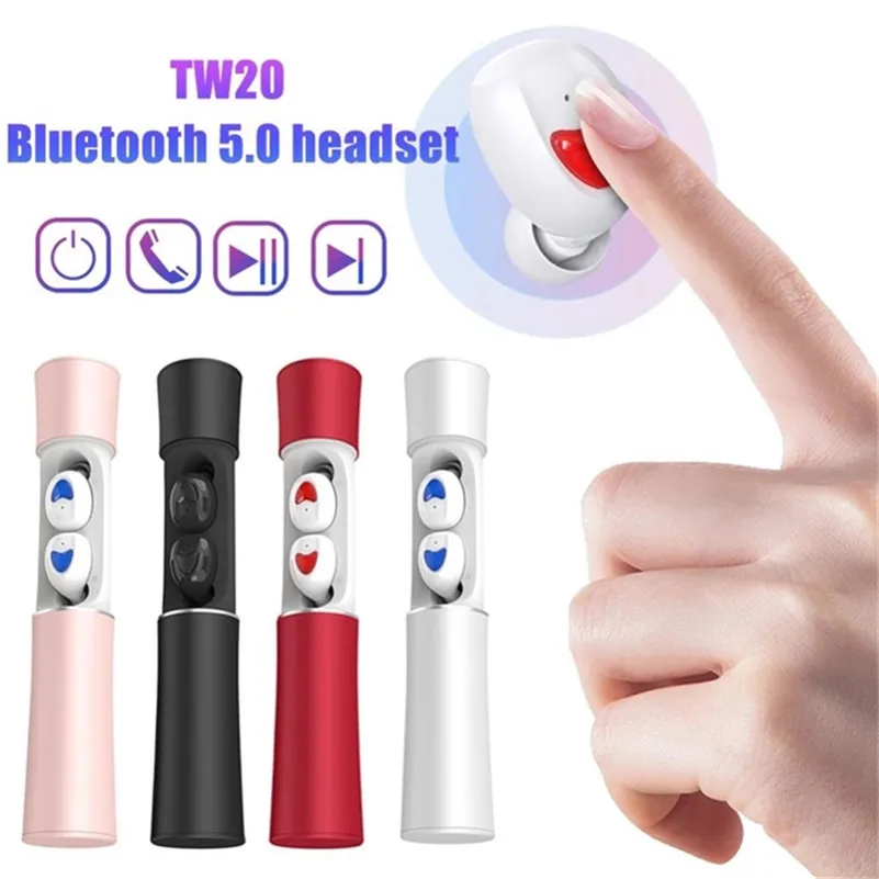 TWS Kablosuz Kulakiçi 3D Stereo Bluetooth Kulaklık 5.0 ile Çift Mic Spor Çalışan Su Geçirmez Handfree Kulaklık