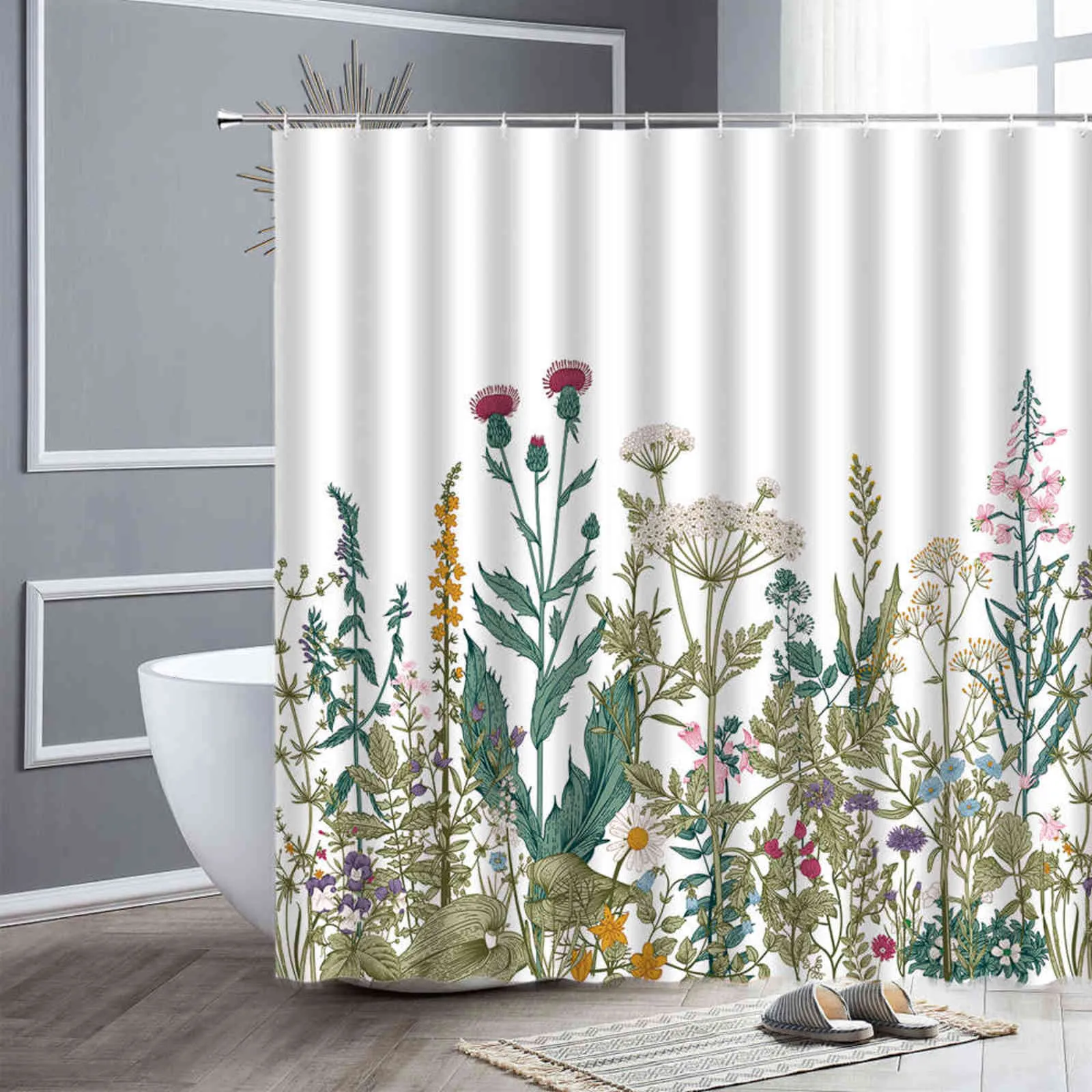 Rideau de douche papillon, douche botanique, salle de bain papillon