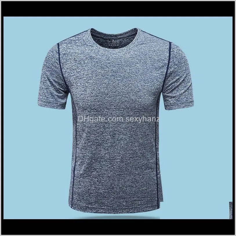 men`s short-sleeved t-shirt slim solid color sports running fitness quick-drying round neck trend clothes half-sleeved shirt 2019