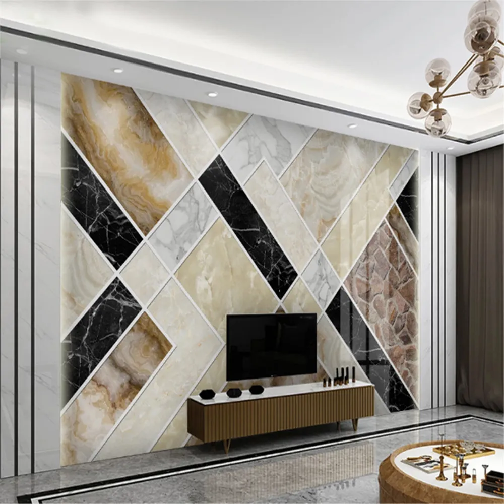 Carta da parati personalizzata 3D Parete murale Bianco Stone Sfondo in tessuto di marmo carta da parati decorazione della casa 3D