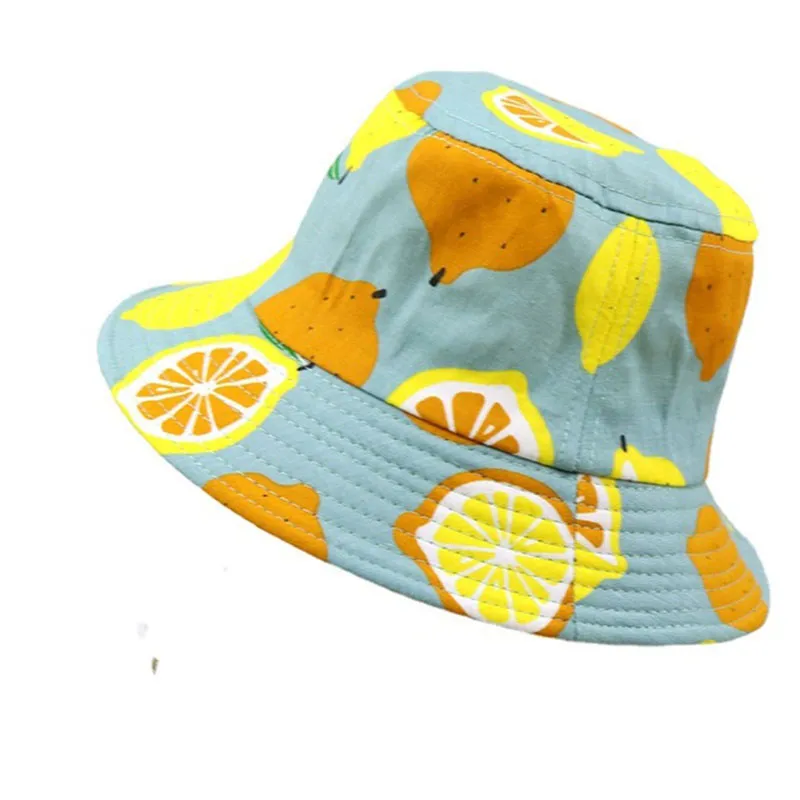 Cartoon Baby Sea Beach Sun Hat Summer Children Girl Bucket Cap Kids Fruit Print Outdoor Hats Toddler Girls Fisherman Visor