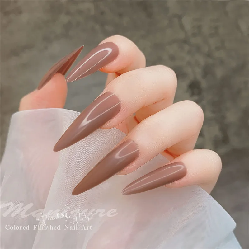 240pcs Solid Färg Stiletto Fake Nails Tips 3 Färger Lång Full Cover Ballerina Falska Nail Art Tillbehör DIY