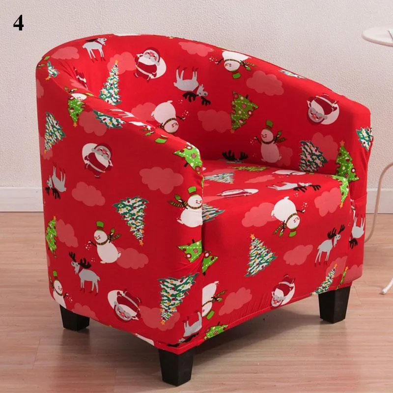 Stoelhoezen Kerstdecoratie Snowcover Stretch Fauteuil Gedrukt Cover Sofa Spandex Couch voor Bar Home