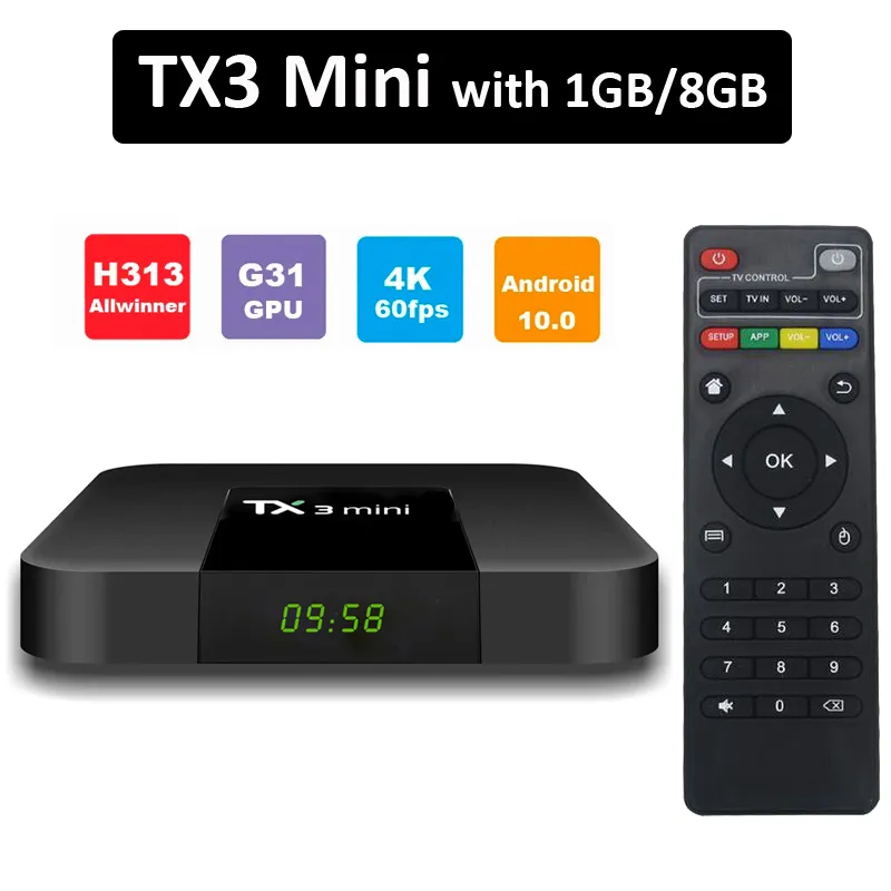 Allwinner Android 10 TV Box TX3 Mini 64bit Quad Core 2GB 16GB 4K H.265 1080P video Streaming Android TV Boxen Android10 Mediaspeler