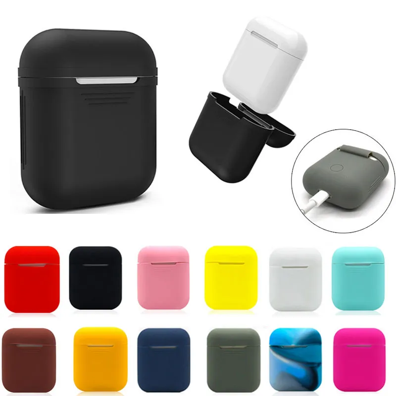 Étui pour écouteurs pour AirPods 2/1 Silicone Casque Bluetooth Couverture Écouteurs 360 degrés Coque de protection pour casque Ultra Mince 16 Couleurs