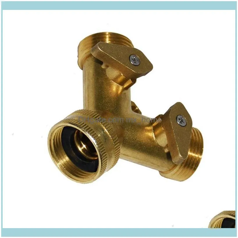 Brass Female 3/4 2 Way Tap Garden Irrigation Hose Pipe Splitter Connector Male Tools 1pcs Watering Equipments