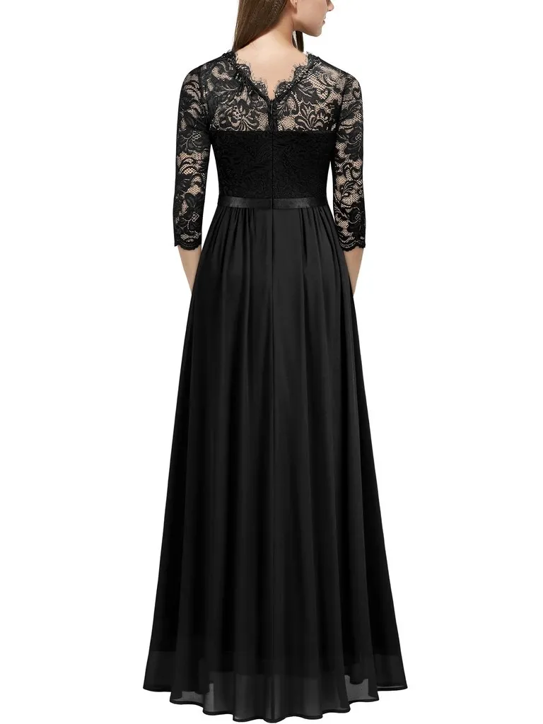 Navy Floral Lace Maxi Dress With 3/4 Sleeves And... From Luote, $23.21 | DHgate.Com Navy Floral Lace Maxi Dress With 3/4 Sleeves And... From Luote, $23.21 | DHgate.Com