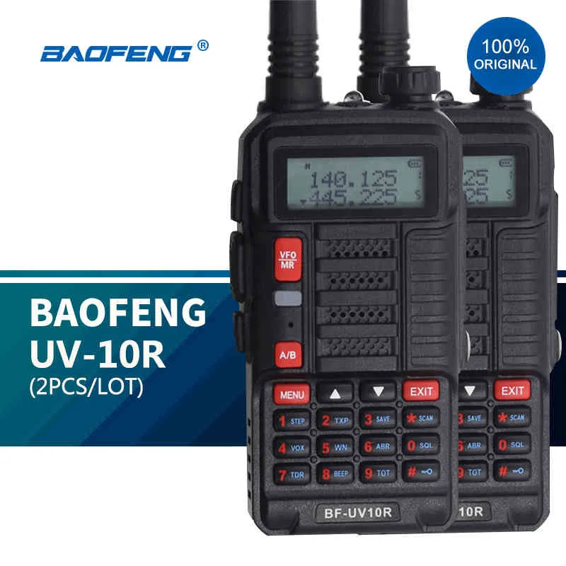 2pcs Baofeng UV 10R Professionell Walkie Talkies High Power 10W Dual Band 2 Way CB Ham Radio HF Transceiver VHF UHF BF UV-10R Ny