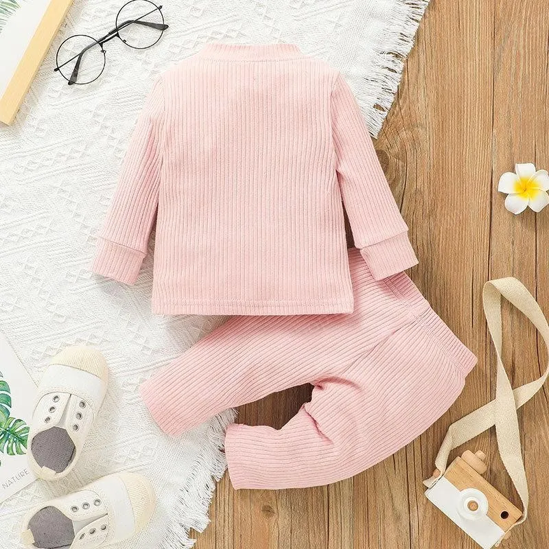 Conjunto De Ropa De Bebe Con Letras Bordadas Tops Y Pantalones Conjuntos De Otono 2021 Ropa