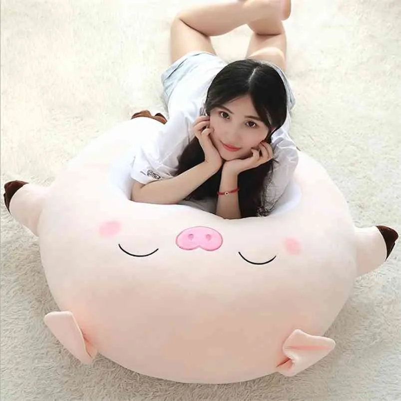 80 cm Grande Taille Cochon En Peluche Jouets Enfants Coussin Oreiller Doux Voiture Canapé Calme Animal En Peluche Poupées En Peluche Enfants Cadeau D'anniversaire 210728