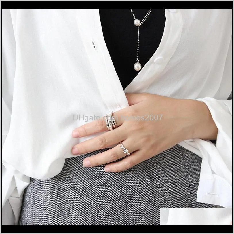 july dream simple jewelry 925 sterling silver rings for women folded lines vintage irregular ring exaggerated party gift bijoux