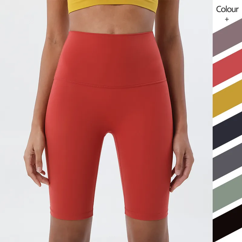 Calções de ioga sem costura em execução Calças de fitness Cintura alta Mel Pêssego Cinco Ponto Apertado Ginásio Roupas Mulheres Workout Lu-99 Leggings Biker Curto