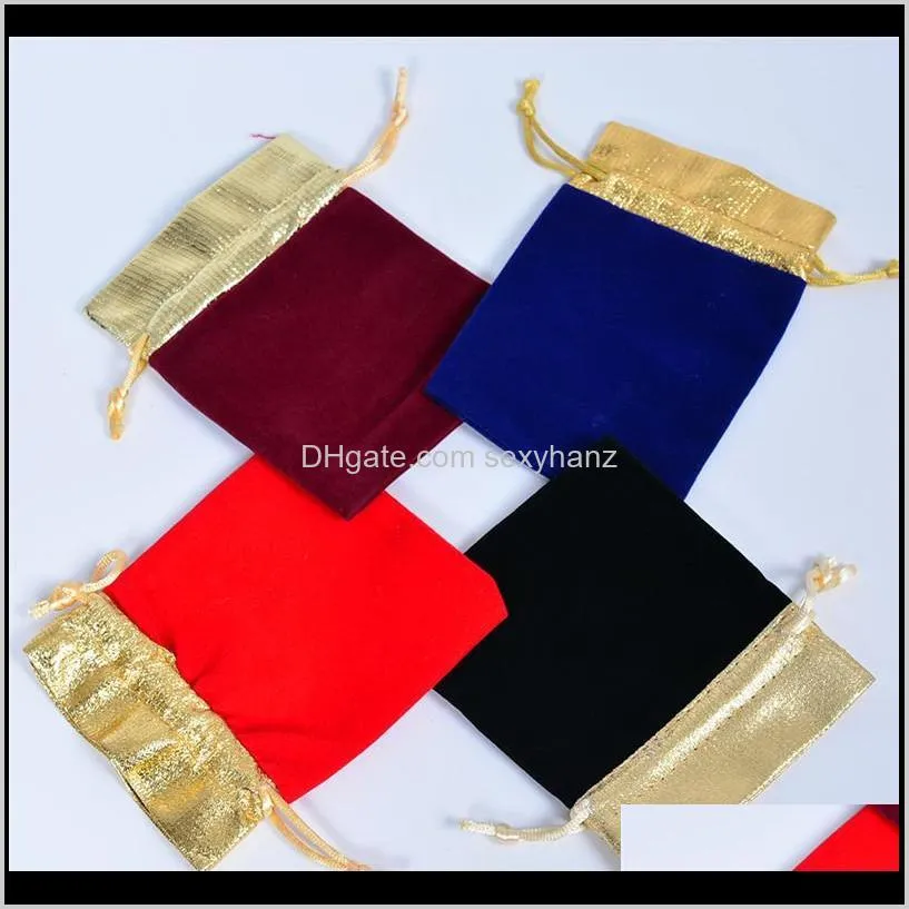 2019 velvet jewelry drawstring pouch bag fabric jewellery cosmetic gift packaging multi-purpose small bags size 