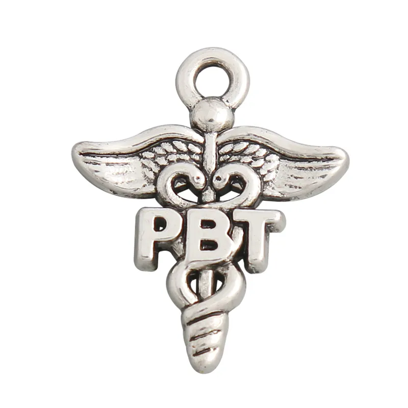 Online Wholesale Fashion Alloy PBT Medical Symbol Phlebotomy Tec Charms 19*23mm 50pcs AAC824