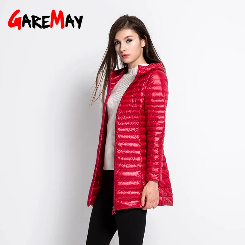 Abrigo abajo más chaqueta larga abajo Mujeres Invierno Ultra Luz con capucha Abrigo Femenino Abrigos de tamaño grande S-4XL 210428