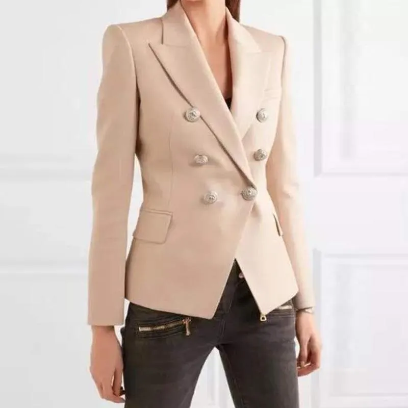 女性のジャケット高品質の商品在庫チップヨーロッパのジャケットメタルバックルヘッドダブルブレストスーツ