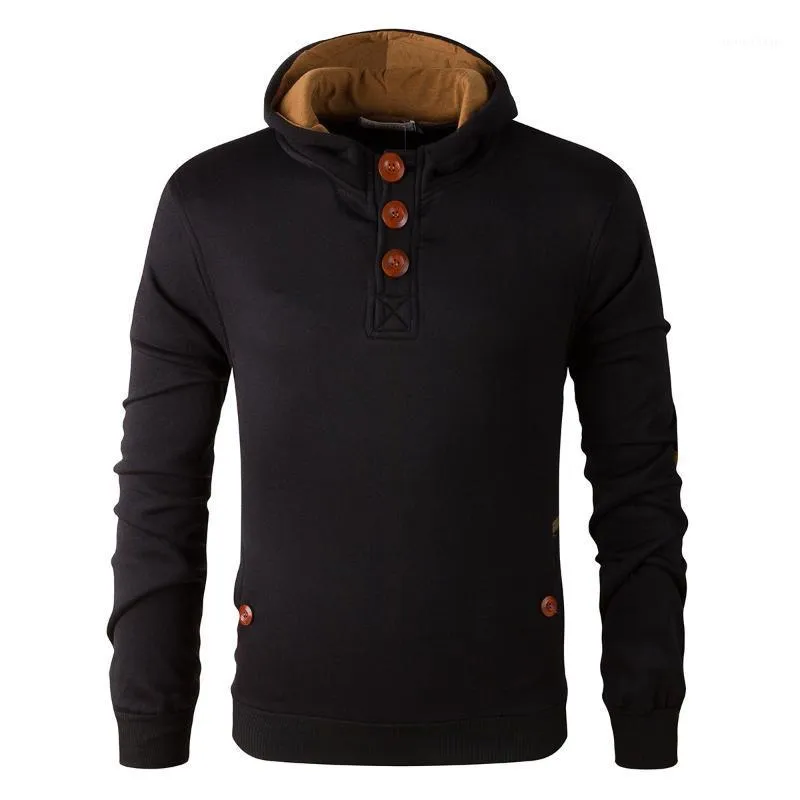 Hoodie Men's Solid Color Casual Sports Jacket Long Sleeve Plus Size Round Neck Streetwear With Buttons Hoodies & Sweatshirts