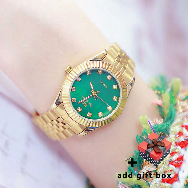 BS Biene Schwester Klassische Gold Woman Watches Berühmte Marke Elegante Damen Armbanduhren Stahl Weibliche Uhr Montre Femme 210527