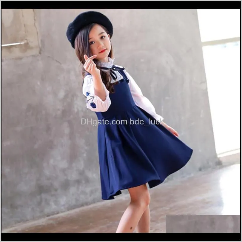 Girls Clothes Set Embroidery Blouse+Dress 2 Pcs Autumn Suit For Girls Casual Children`s Set Winter Teen Clothing 4 6 8 12