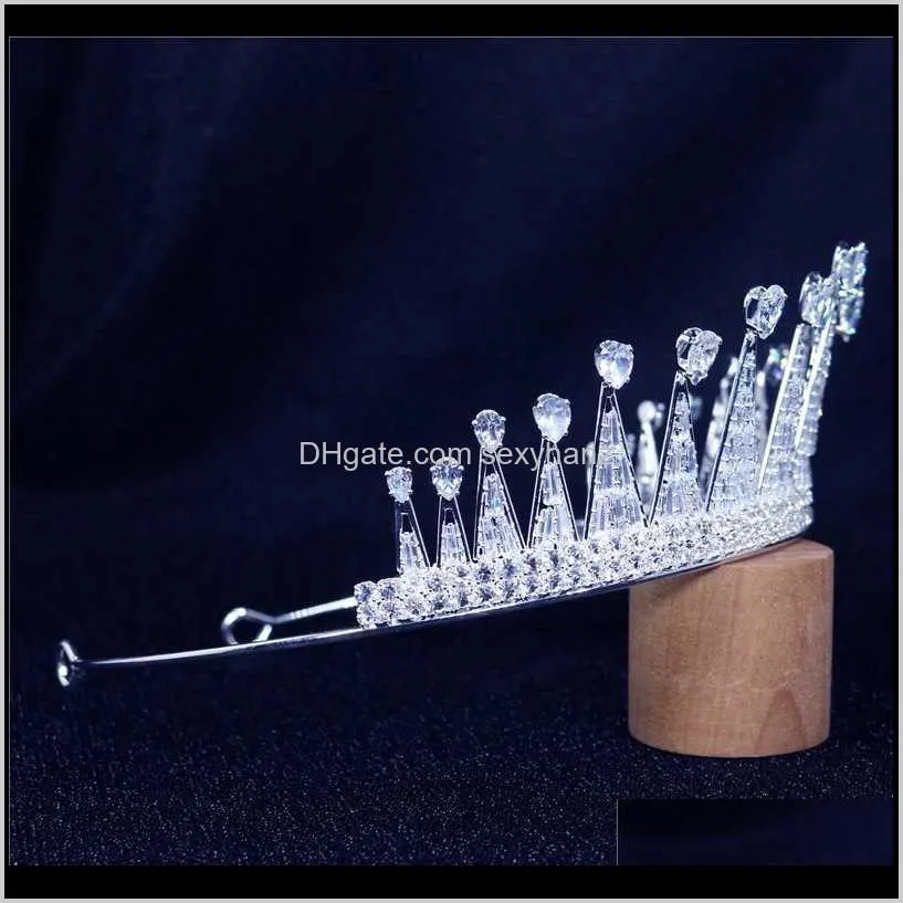 gorgeous sparkling big zircons bride hair jewelry accessories crown fashion women pageant tiara crowns gift wholesale