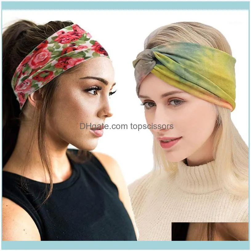Aessories Tools ProductsWomen Soft Headbands Vintage Printed Ladies Cross Knot Elastic Hair Bands Turban Headwear Headwrap Scrunchie Aesso