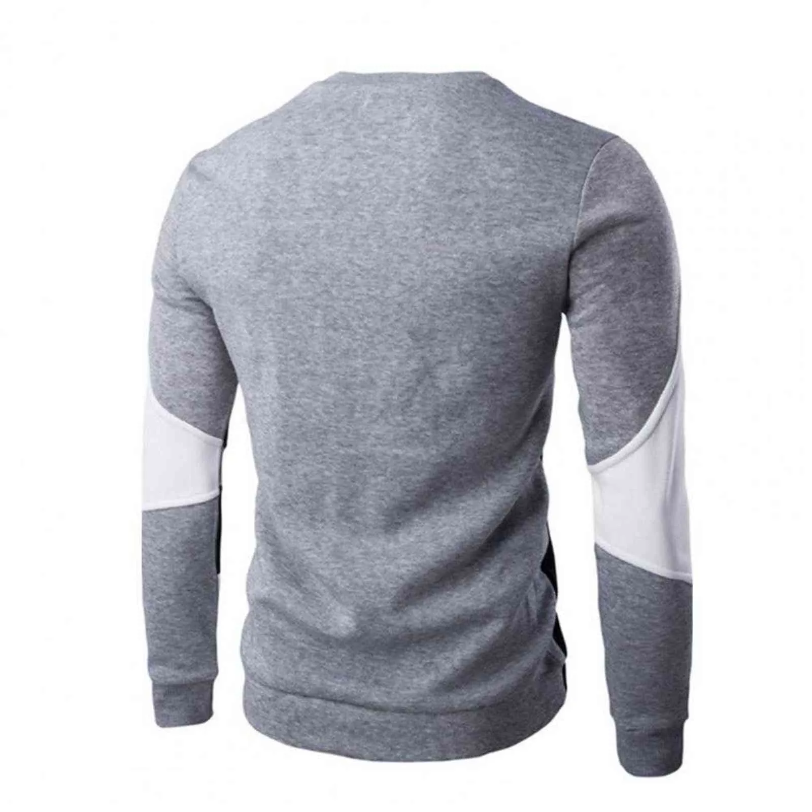 Men Sweatshirt Contrast Colors Patchwork Plush Thicken Warm Hoodies Oversized Autumn Pullovers Sweatshirt for Work Y211122