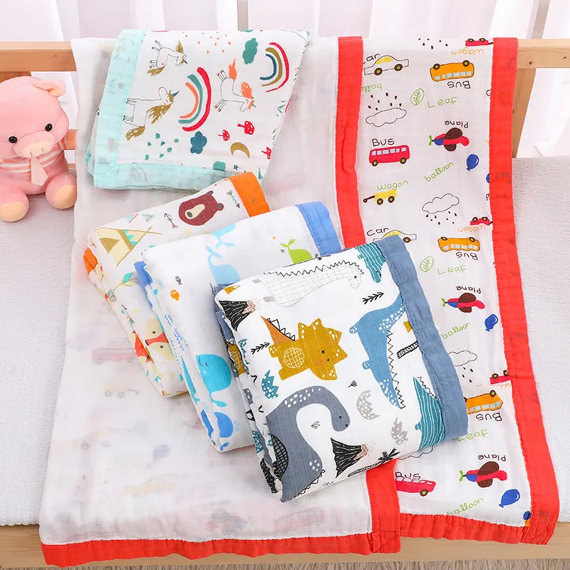 Infabt Quilts Toalhas de Banho de Quatro Camadas Impressão Dos Desenhos Animados Cobertor Bebê Cobertor Crianças Colcha de Toalha Animal Swaddle Banheiro Recém-nascido Vestes Mobilégios WMQ1120