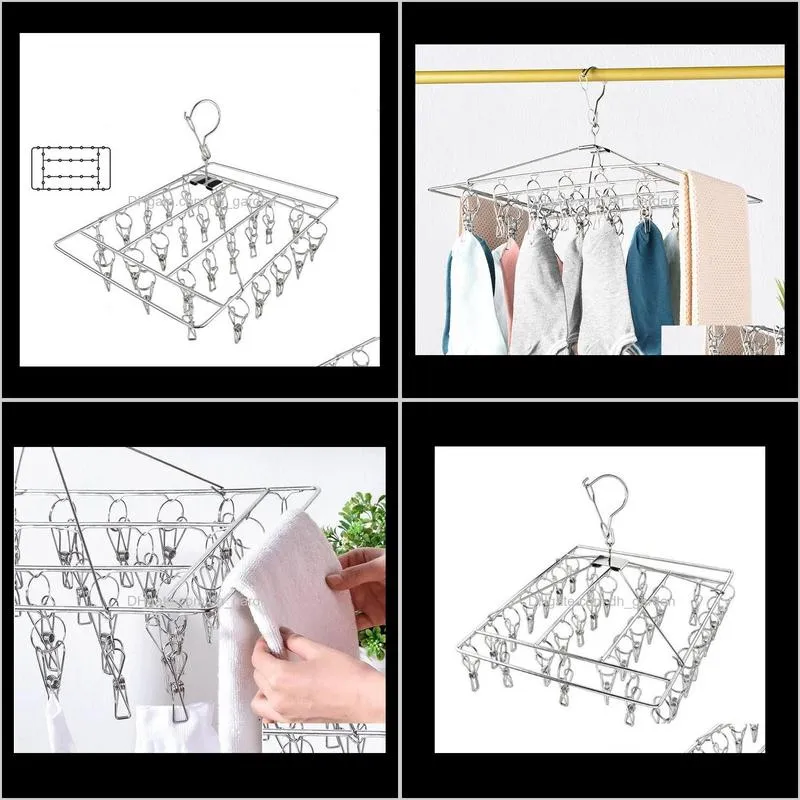 stainless steel socks racks reusable high elastic force clips hangers square hanging clothes hanger wear resistant sn2254