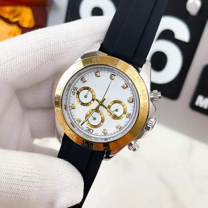 최고의 브랜드 디자이너 망 시계 크로노 그래프 남자 손목 시계 모든 다이얼 작업 스톱워치 42mm 다이아몬드 시계 아버지의 날 선물 남성 크리스마스 선물