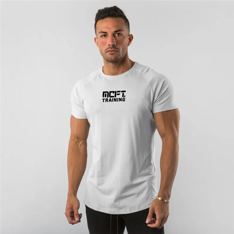 Sıkıştırma Hızlı Kuru T-shirt Erkekler Koşu Spor Sıska Kısa Tee Gömlek Erkek Fitness Vücut Geliştirme Egzersiz Beyaz Spor Giyim Tops 210421