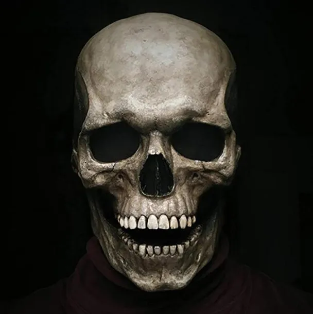 Halloween Full Head Skull Mask Helmet With Movable Jaw Entire Realistic Look Adult Latex 3D Skeleton Scary Skulls Masks HH21-513