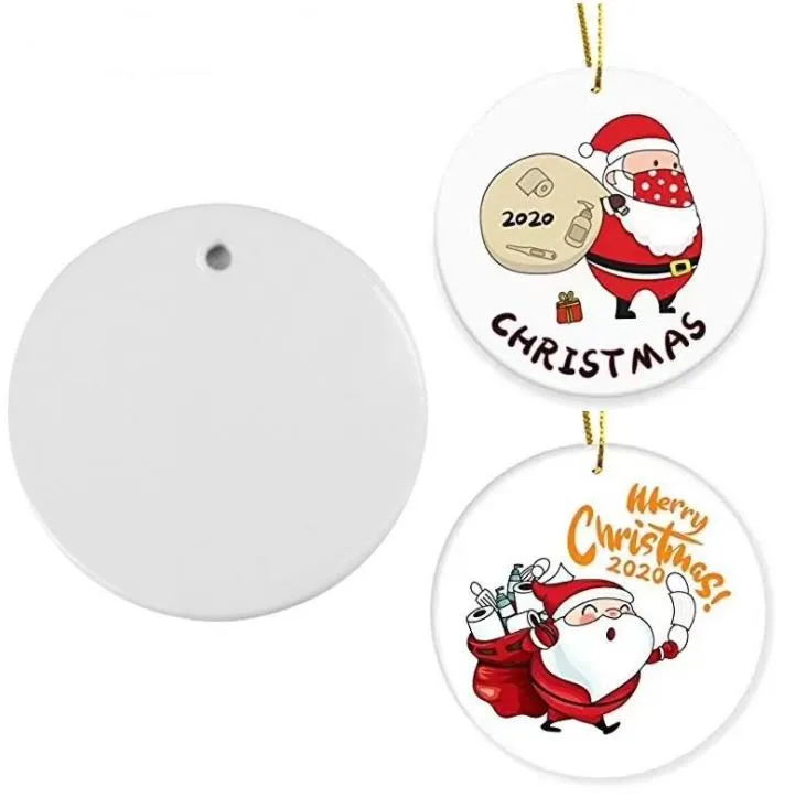 Sublimatie keramische opknoping decor kerst keramische hanger ronde xmas boom opknoping ornament kan diy patroon SN2935