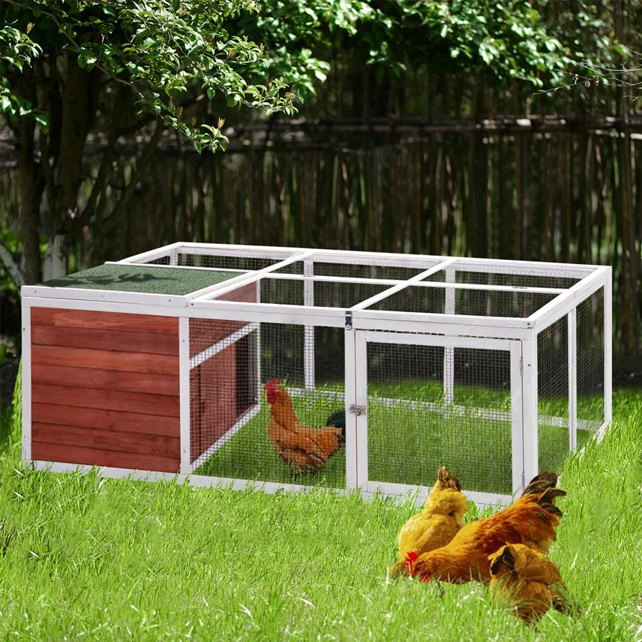 US StockTopmax 61,8 cali Królik Królik Kurczak Coop House Małe klatka dla zwierząt z zamkniętym biegiem na zewnątrz ogród podwórkowy dom A50
