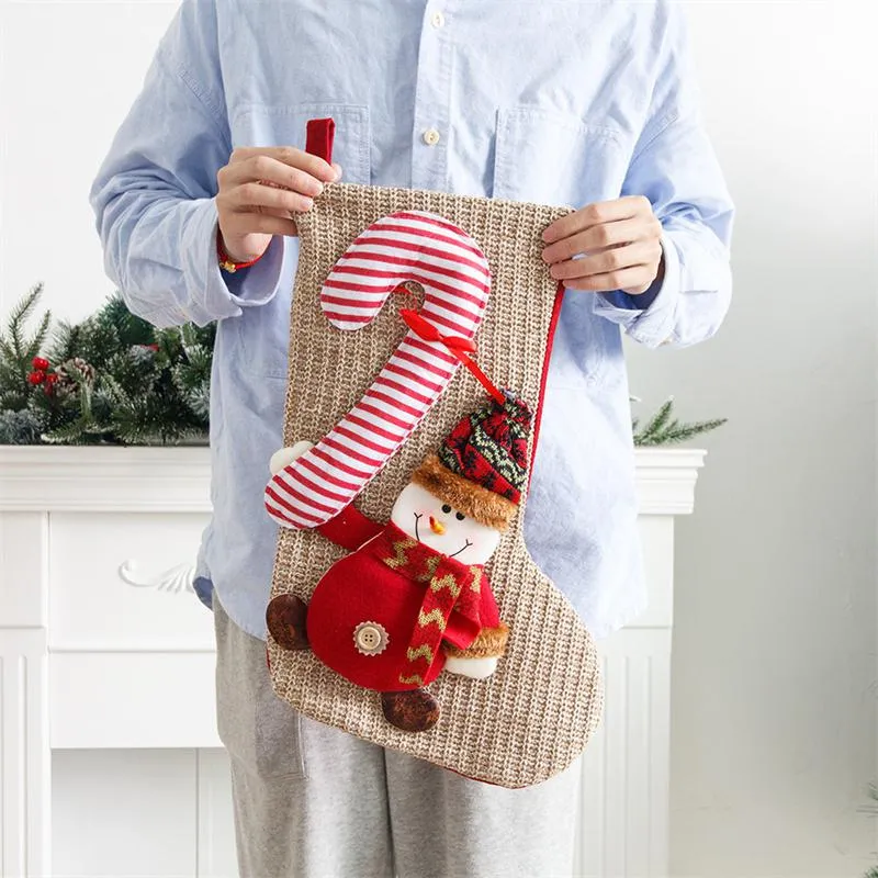 Knitted Wool Large Stockings Santa Claus Snowman Deer Christmas Socks Gift Bag Fireplace Decorations