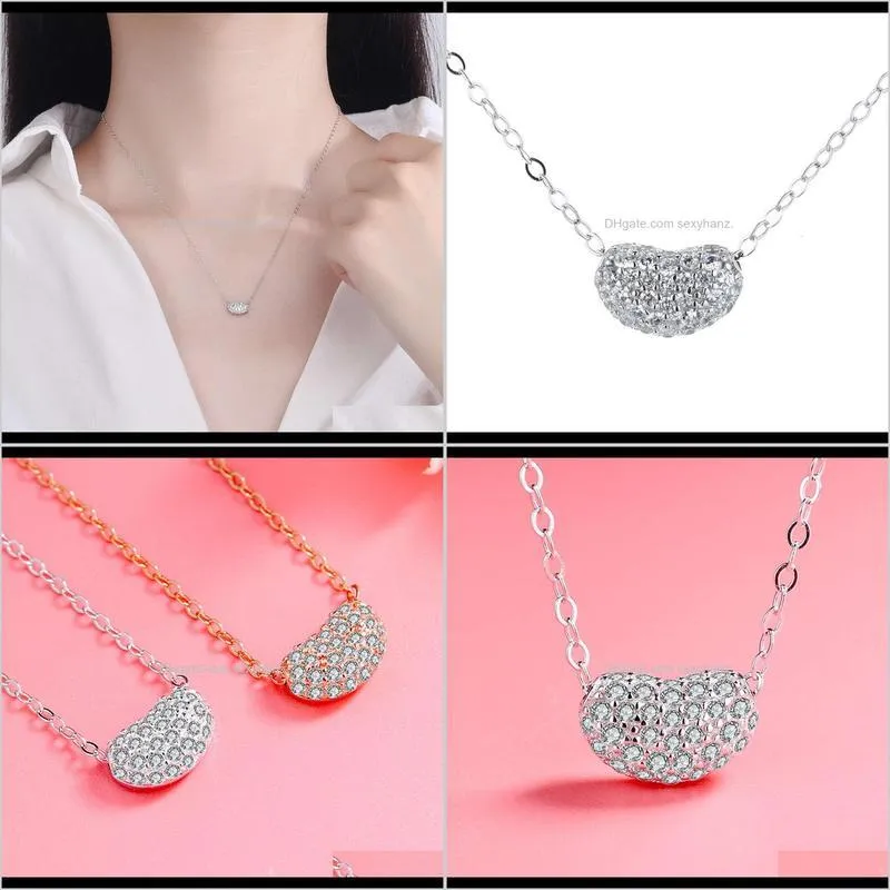 pendants s925 sterling silver fashion acacia necklace women`s pendant full of zirconium bean petals exquisite elegant versatile clavicle
